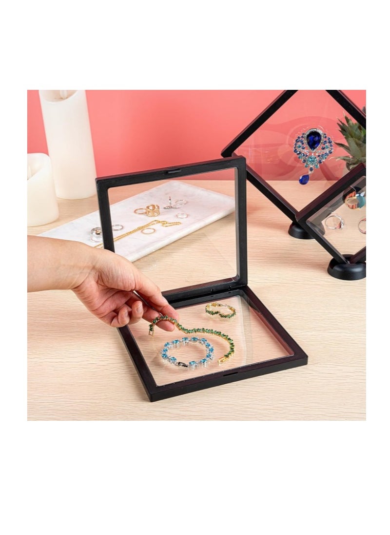 OASIS-TH - Set of 5 Pieces Transparent 3D Floating Frame   9X9X2CM  Floating  Display Cases - Stands Separately Display Stands Holder Frame For  Securing Keepsakes Coins Medallions  Antique Jewelry Gift - Image 1