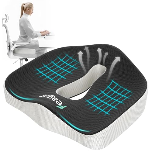 Feagar X Large Memory Foam Seat Cushions for Office Chairs Desk Gaming Chair Cushion Tailbone Pain Relief Mesh Pads Extra Dense Hip Sciatica Car Seat Cushion for Long Sitting Hours