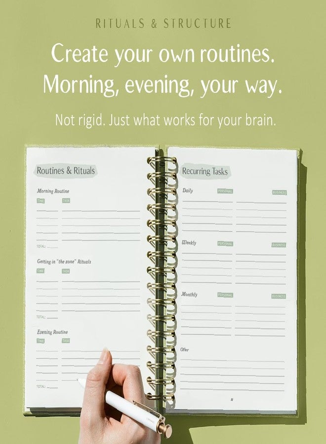 epic self The ADHD Planner - Undated Daily/Weekly Schedule Organizer Journal - Habit Tracker Record Emotions & Mood - Academic Goals - Structure & Focus for Adults (Spiral) (Green) - Image 2