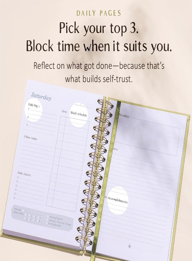 epic self The ADHD Planner - Undated Daily/Weekly Schedule Organizer Journal - Habit Tracker Record Emotions & Mood - Academic Goals - Structure & Focus for Adults (Spiral) (Green) - Image 4