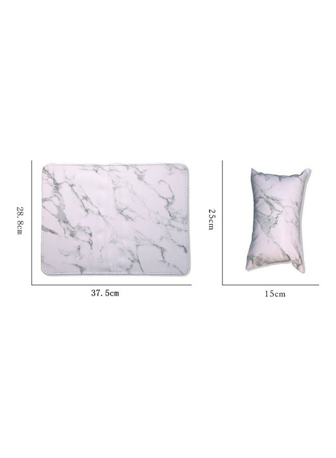 NIBEMINENT 2-Piece Nail Pillow And Hand Rest Cushion White/Grey - Image 2