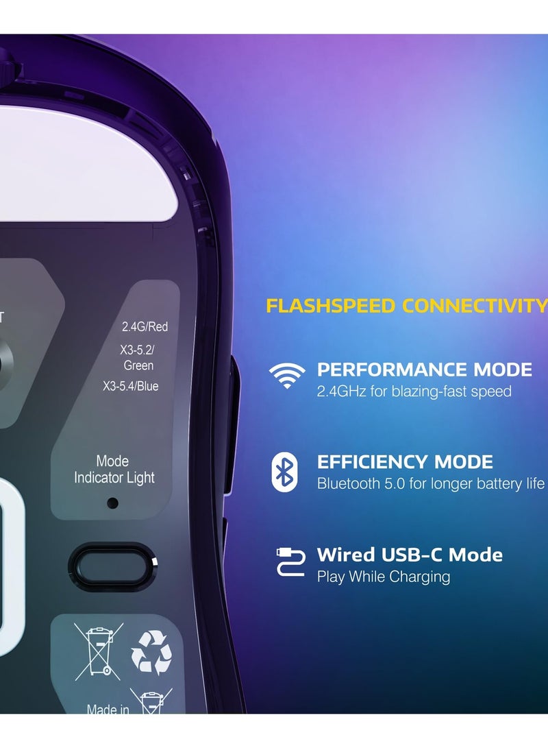 Attack Shark X3 Wireless Gaming Mouse, 49g Ergonomic Computer Mouse, Triple Modes PAW3395 26K DPI Optical Sensor, 200h Battery Life, Programmable Buttons, Gaming Accessories for PC/Laptop/Mac - Image 4