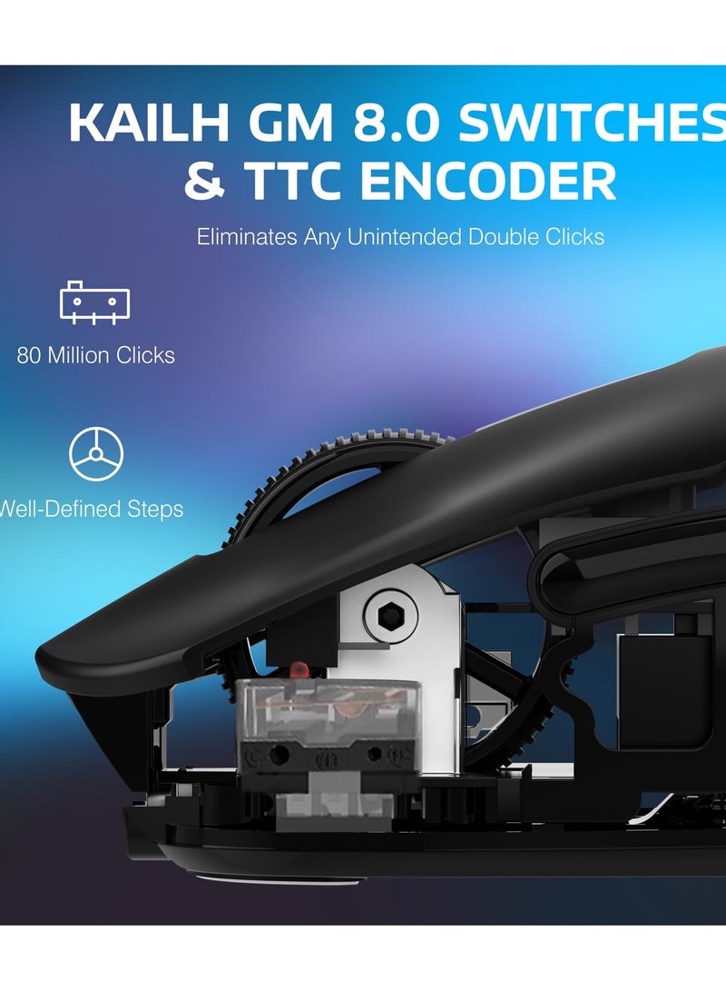 Attack Shark X3 Wireless Gaming Mouse, 49g Ergonomic Computer Mouse, Triple Modes PAW3395 26K DPI Optical Sensor, 200h Battery Life, Programmable Buttons, Gaming Accessories for PC/Laptop/Mac - Image 5