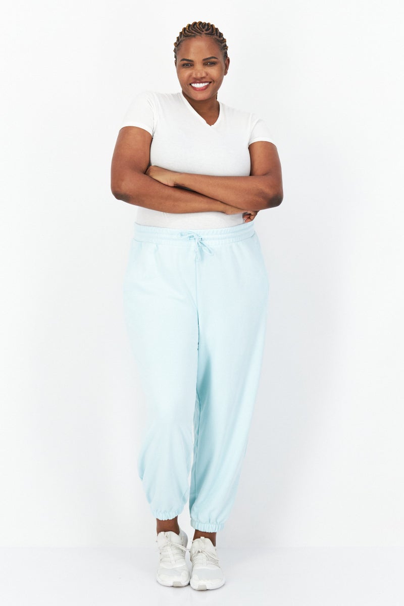 adidas Originals Women Plus Size Training Sweatpants, Mint Blue  - Image 3