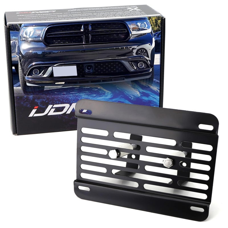 iJDMTOY No Drill Front Grille Mesh Mount License Plate Relocator Kit Compatible with Challenger Charger Durango Grand Cherokee wDiamond Shape Lower Bumper Grill MeshInsert