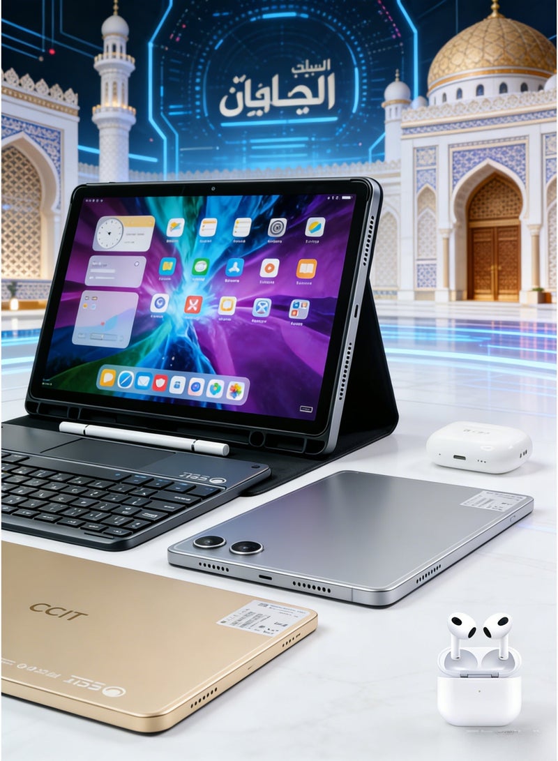 CCIT S9 Ultra Tablet 11-inch Android 15 with SIM Card & Stylus Pen 1TB ROM 16GB RAM 4G LTE Tablet with Keyboard, Bluetooth Headset & Case - Golden - Image 4