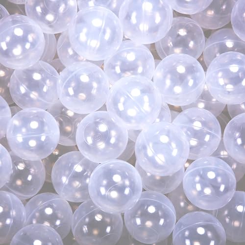 GUESVOT 275 Inch Big Ball Pit Balls Crush Proof Plastic Balls for Ball Pit Pack of 50pcs Set for Toddlers Ball Pool Playtent Tunnels with Reusable Storage Bag Transparent - Image 1