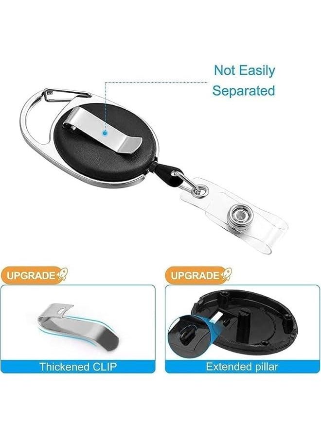4PCS ID Card Holder With Clip, Retractable and Transparent, 70 Cm Drawstring for Credit Card, Driver's License, Keychain