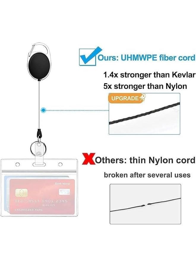 4PCS ID Card Holder With Clip, Retractable and Transparent, 70 Cm Drawstring for Credit Card, Driver's License, Keychain