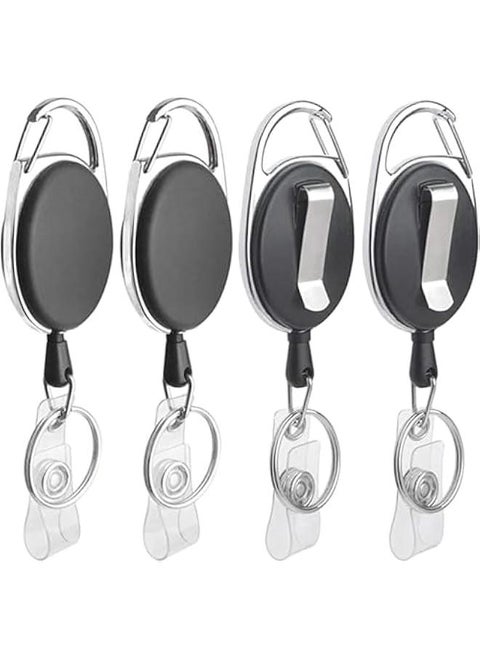 4PCS ID Card Holder With Clip, Retractable and Transparent, 70 Cm Drawstring for Credit Card, Driver's License, Keychain