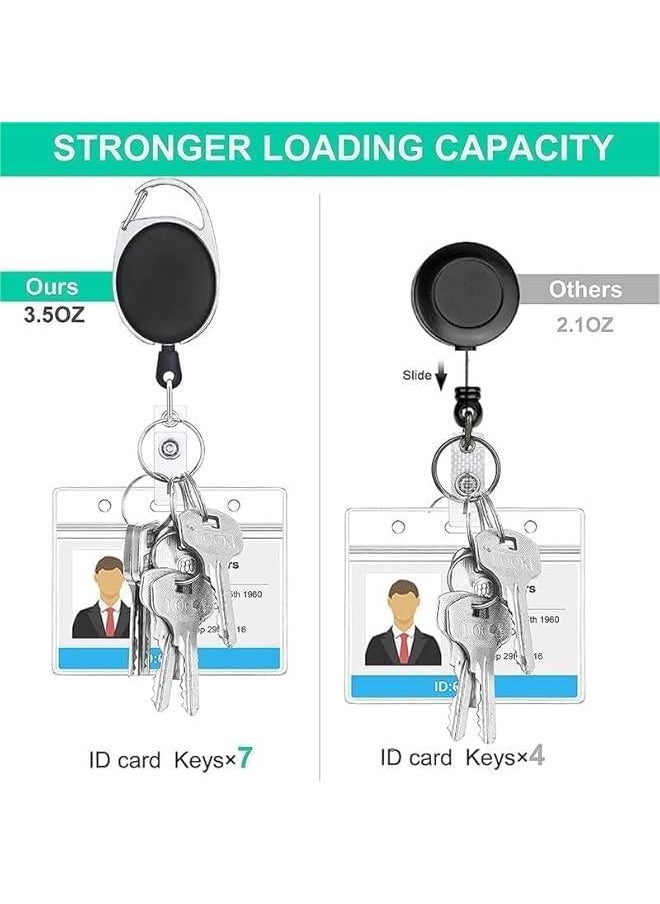 4PCS ID Card Holder With Clip, Retractable and Transparent, 70 Cm Drawstring for Credit Card, Driver's License, Keychain