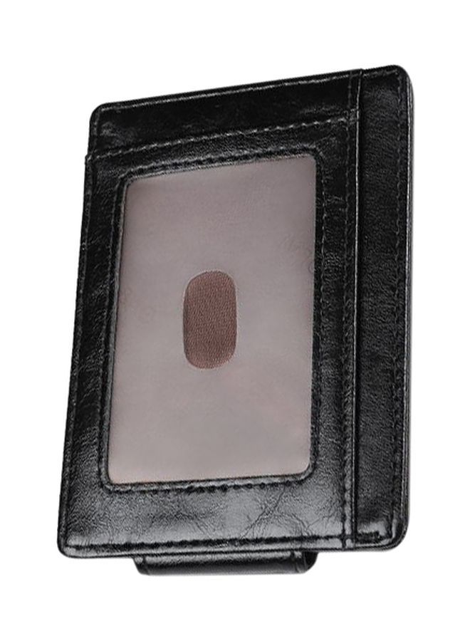 NIBEMINENT RFID Leather Dollar Clip Men Wallet Black - Image 1