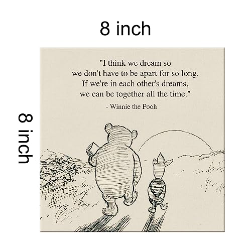 Dolimifa Classic Winnie the Pooh Quote Wall Art Decor Retro We Can Be Together All the Time Sayings Canvas Painting Pictures Framed Print Sign Artwork Ready to Hang 8x8 Inches - Image 3