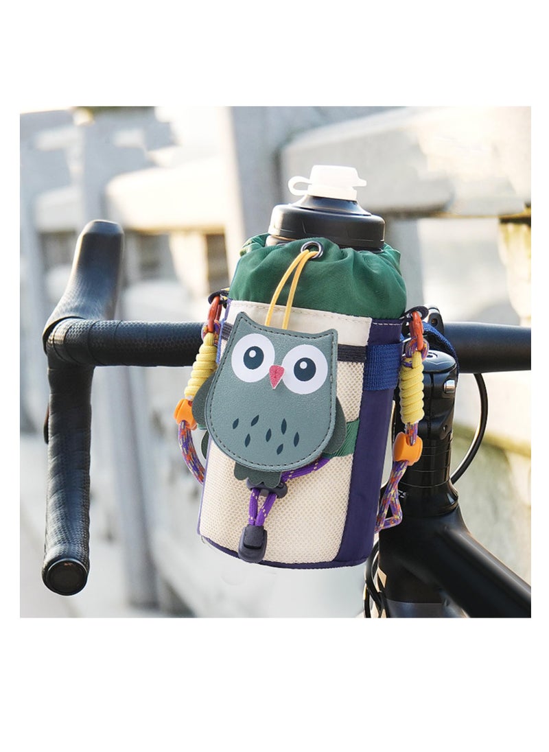 Excefore Cartoon Bike Water Bottle Holder, Mountain Bike Crossbar Front Bag, Bike Bag Waist Shoulder Bag with Extended Shoulder Strap, Drawstring Feed Bag for Mountain Bike, e-Bike, Wheelchair Scooter  - Image 2