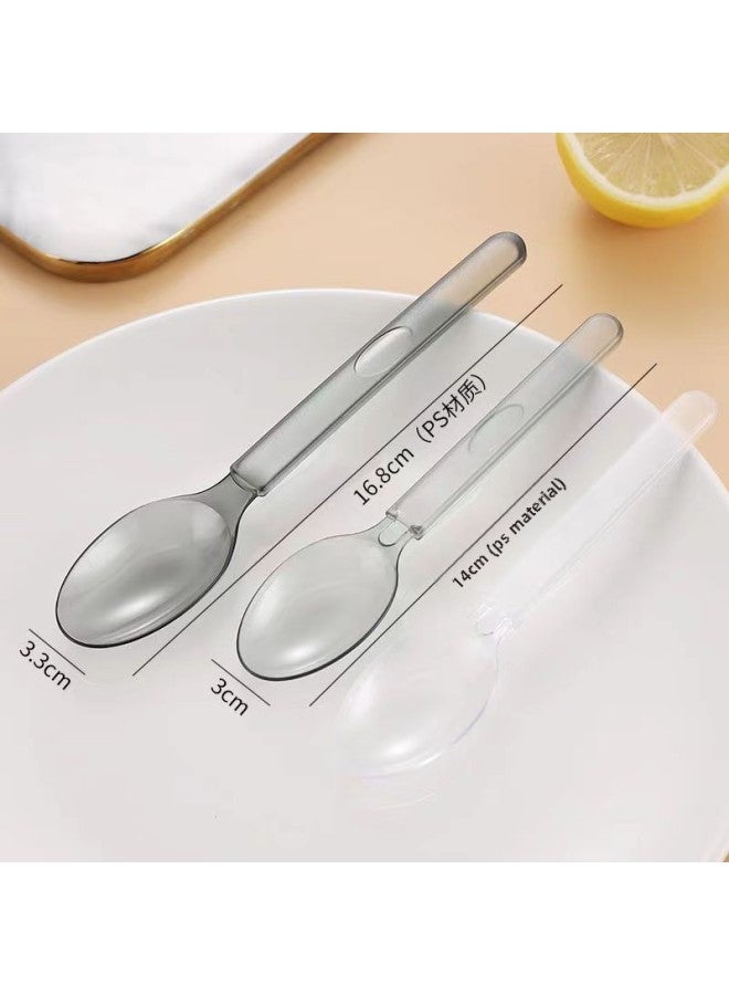 Disposable Spoon Independent Packaging Plastic Ice Cream Cake Fork Spoon Ice Powder Dessert Take-out Packaging A Batch-Color:Bulk Black 14CM Spoon/100 Pieces