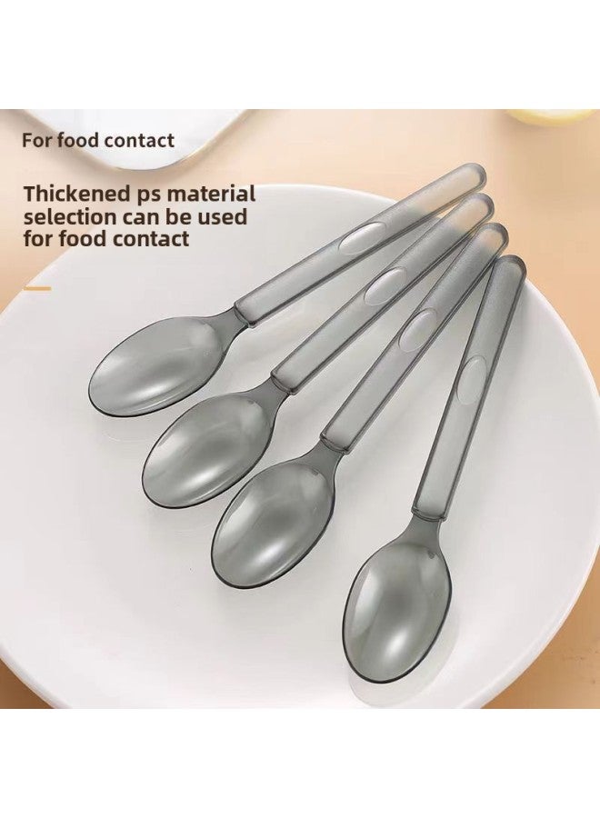 Disposable Spoon Independent Packaging Plastic Ice Cream Cake Fork Spoon Ice Powder Dessert Take-out Packaging A Batch-Color:Bulk Black 14CM Spoon/100 Pieces