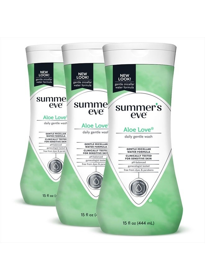 Summer's Eve Aloe Love Gentle Daily All Over Feminine Body Wash, Removes Odor, Feminine Wash pH Balanced, 15 fl oz, 3 Pack  - Image 1