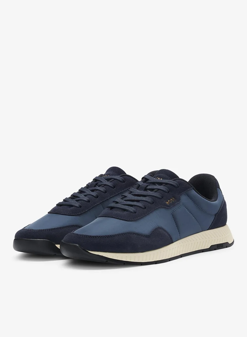 BOSS Mixed-material trainers with suede trims