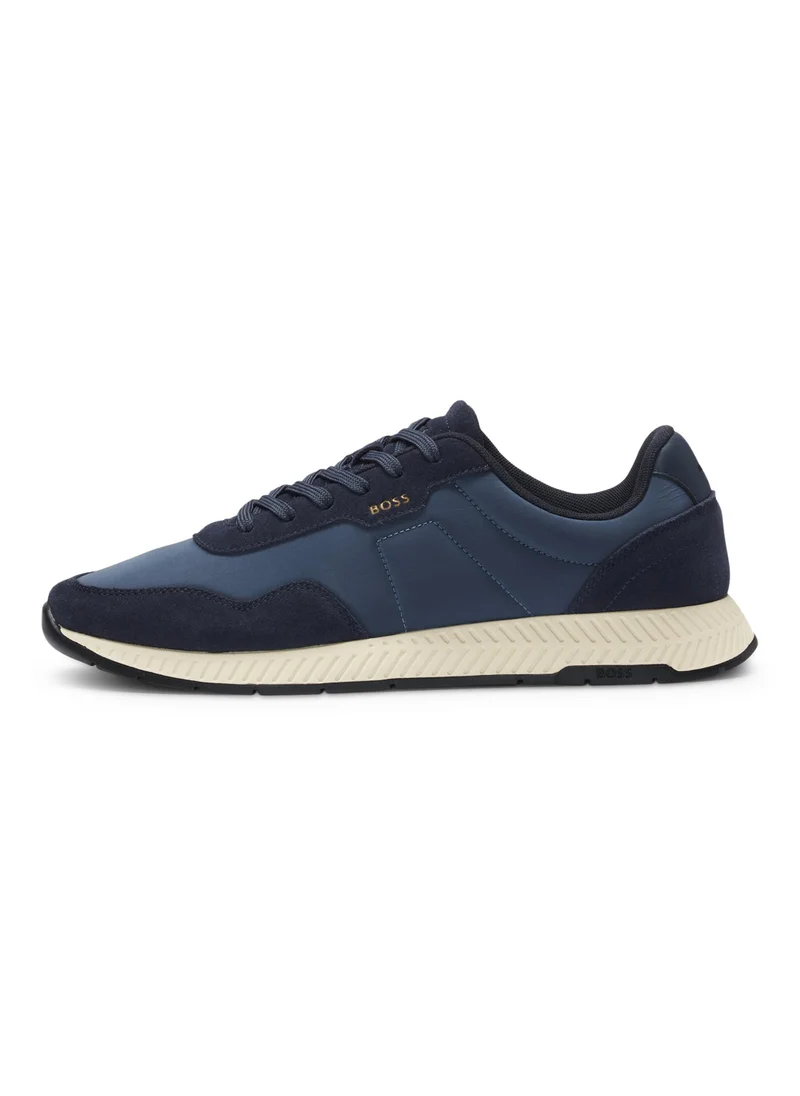 BOSS Mixed-material trainers with suede trims