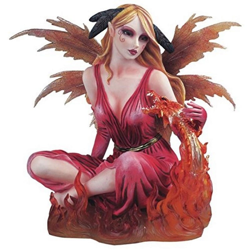 StealStreet Fire Fairy with Red Dragon Collectible Figurine Decoration Statue - Image 2