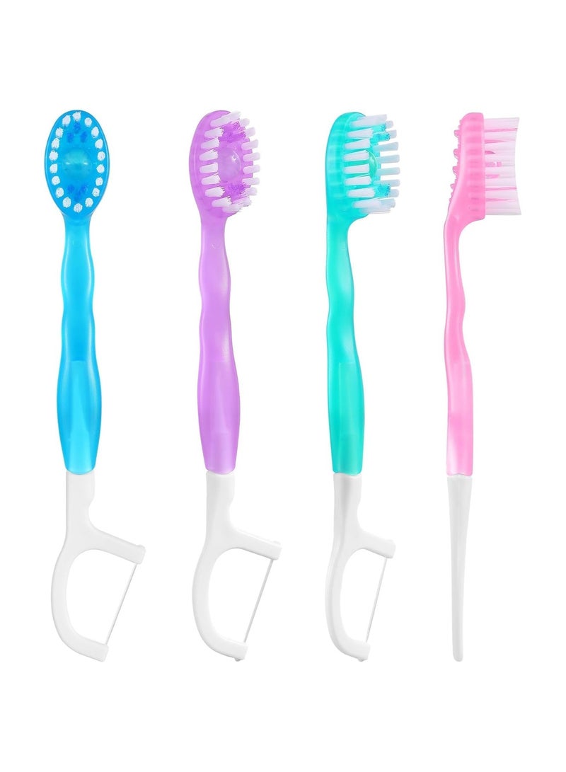 YelaJoy 10 Pcs 5-in-1 Disposable Toothbrushes, Travel Toothbrush, with Floss Tongue Scraper Toothbrush, Tooth Flossing Inter Dental Brush with Toothpaste (Colorful)  - Image 2