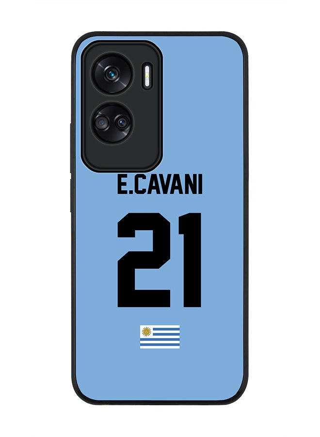 Stylizedd Rugged Black edge case for Honor 90 Lite  5G  Honor X50i 5G, Slim fit Soft Case Flexible Rubber Edges Anti Drop TPU Gel Thin Cover -  Football Team - Uruguay , Player Name - E.Cavani - Image 1