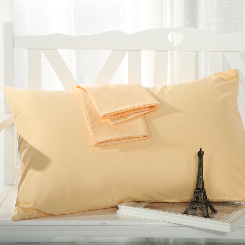 Cotton Pillowcase Simple Solid Color Single Apricot yellow