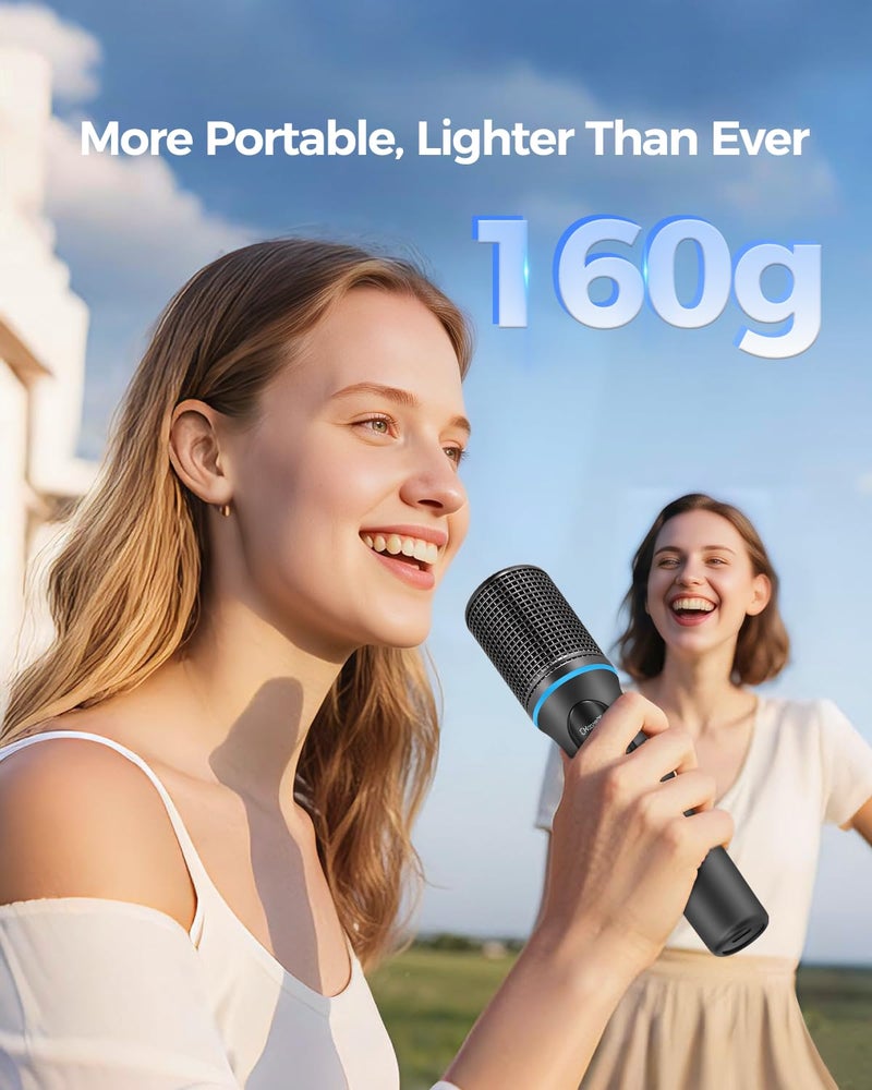 LUVUMVLT Wireless Microphones, 5-level Volume Adjustment, Dual Handheld Dynamic Mic with Dynamic Ambient Lighting,Ultra-Stable Rechargeable Receiver,40H Duration, 200ft Range,Karaoke Microphone for Singing - Image 4