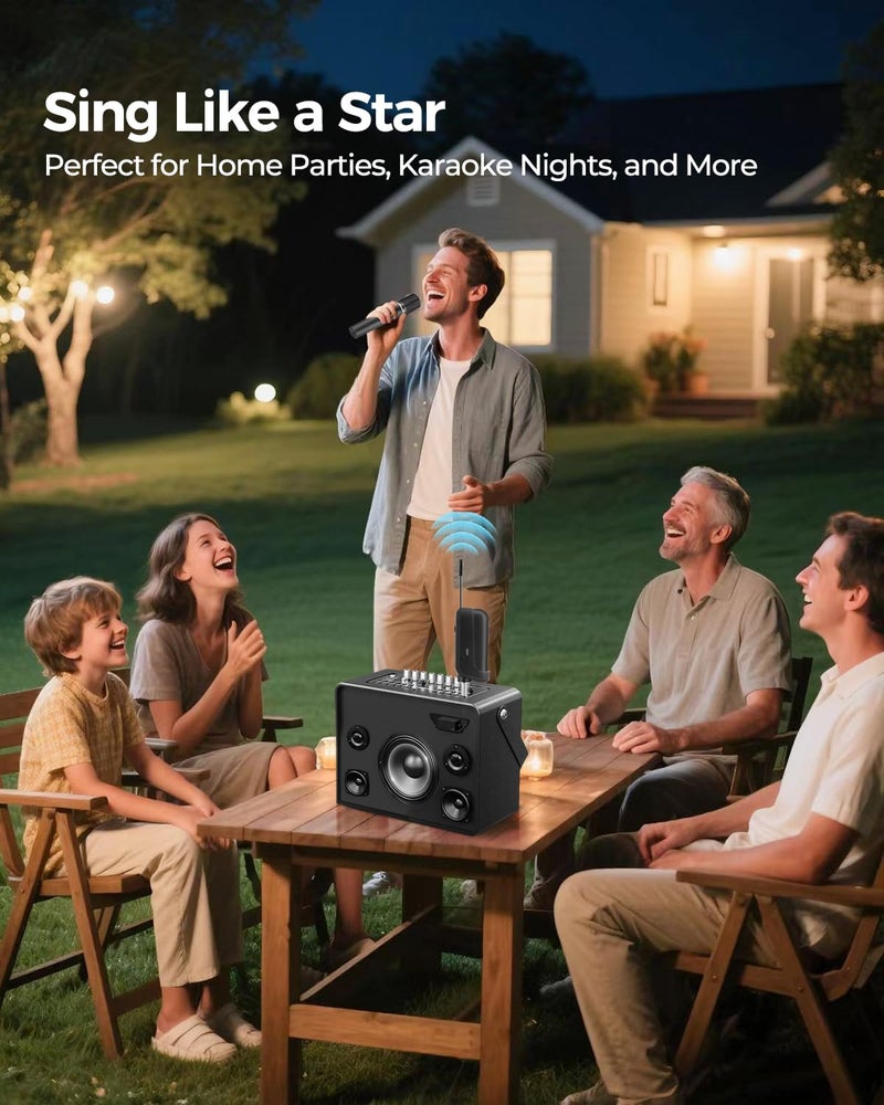 LUVUMVLT Wireless Microphones, 5-level Volume Adjustment, Dual Handheld Dynamic Mic with Dynamic Ambient Lighting,Ultra-Stable Rechargeable Receiver,40H Duration, 200ft Range,Karaoke Microphone for Singing - Image 5