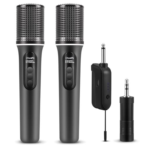 LUVUMVLT Wireless Microphones, 5-level Volume Adjustment, Dual Handheld Dynamic Mic with Dynamic Ambient Lighting,Ultra-Stable Rechargeable Receiver,40H Duration, 200ft Range,Karaoke Microphone for Singing - Image 1