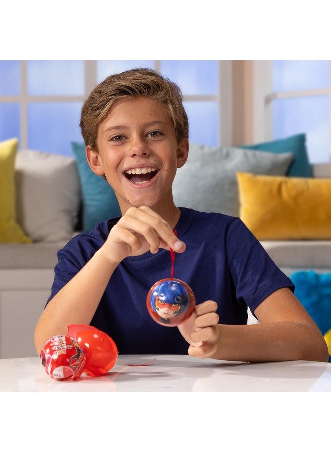 Miraculous Ladybug MiraBall, 3-in-1 Surprise, 1 Pack, Blind Box Toys for Kids - Collectable Characters from TV Shows - Metal Ball, Kwami Plush, Stickers, White Ribbon - Collect Them All - Image 5