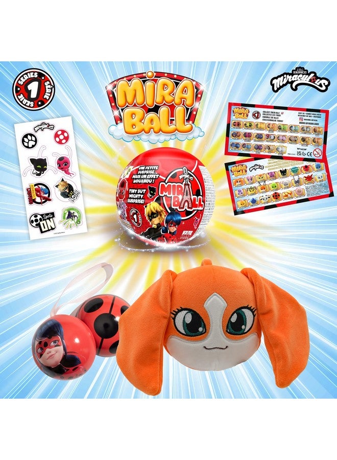 Miraculous Ladybug MiraBall, 3-in-1 Surprise, 1 Pack, Blind Box Toys for Kids - Collectable Characters from TV Shows - Metal Ball, Kwami Plush, Stickers, White Ribbon - Collect Them All - Image 2