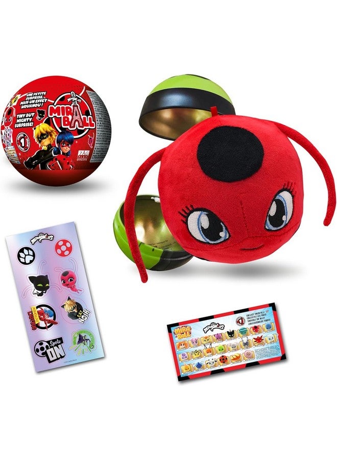 Miraculous Ladybug MiraBall, 3-in-1 Surprise, 1 Pack, Blind Box Toys for Kids - Collectable Characters from TV Shows - Metal Ball, Kwami Plush, Stickers, White Ribbon - Collect Them All - Image 1
