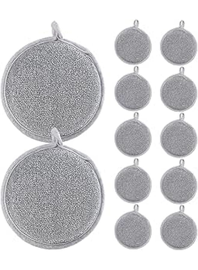 Double Sided Silver Wire Cleaning Sponges Non Scratch 12 Pack Kitchen Scrubbing Pads For Pots And Pans - Image 1