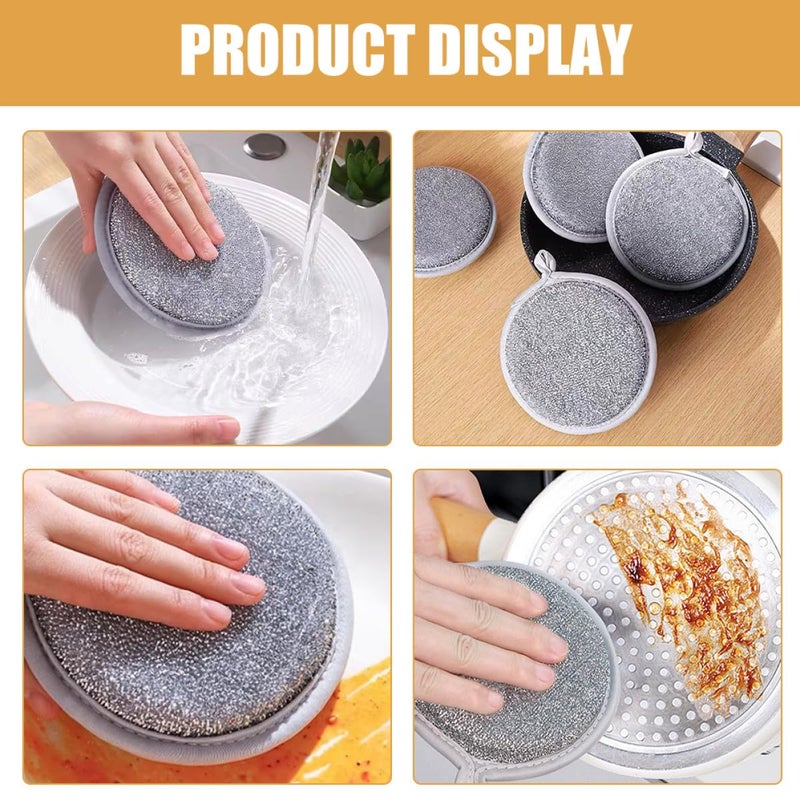 Double Sided Silver Wire Cleaning Sponges Non Scratch 12 Pack Kitchen Scrubbing Pads For Pots And Pans - Image 4