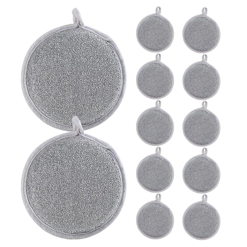 Double Sided Silver Wire Cleaning Sponges Non Scratch 12 Pack Kitchen Scrubbing Pads For Pots And Pans - Image 2