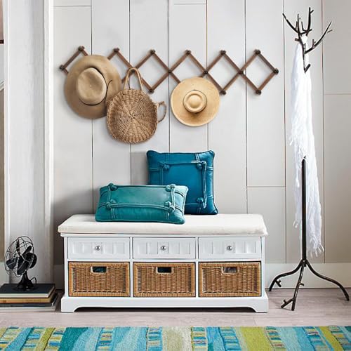 WGFKVAS Expandable Coat Rack, Accordion Wall Hangers, 19 Hooks Wooden Hat Rack Wall Mounted, Hat Hooks for Keys, Coffee Mug, Coats - Image 3