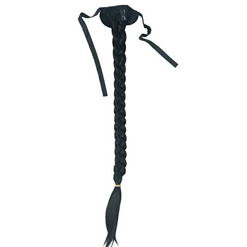 Lydell 24" Long Fishtail Braid Wrap Around Ponytail Extension Synthetic Hairpiece #1 Black - Image 4