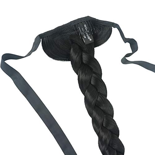 Lydell 24" Long Fishtail Braid Wrap Around Ponytail Extension Synthetic Hairpiece #1 Black - Image 5