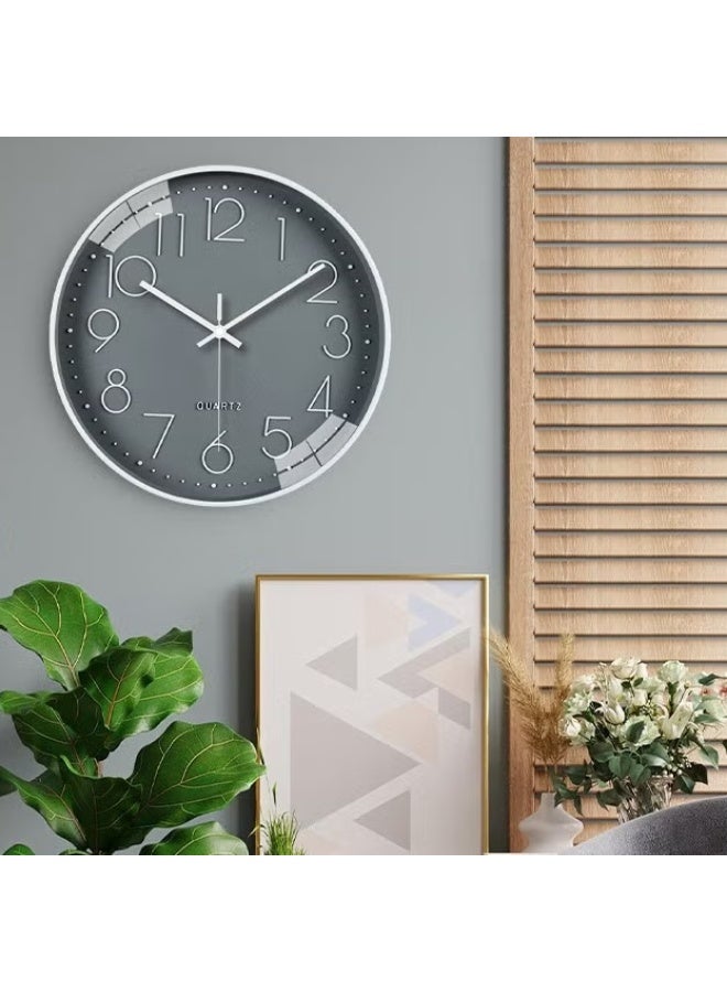 EETU Wall Clock,12-inch Modern Round Simple Wall Clock,Silent Non Ticking Decor Quartz Clock,Battery Operated,Easy To Read,Silent Wall Clock For Bedroom/Living Room/Kitchen/Office/School/Home,Grey - Image 4