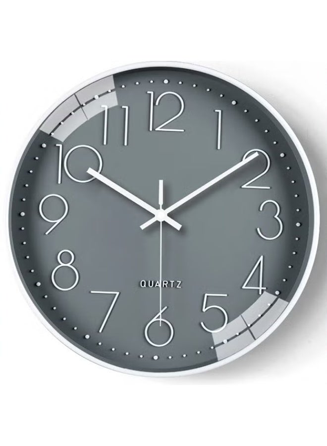 EETU Wall Clock,12-inch Modern Round Simple Wall Clock,Silent Non Ticking Decor Quartz Clock,Battery Operated,Easy To Read,Silent Wall Clock For Bedroom/Living Room/Kitchen/Office/School/Home,Grey - Image 1