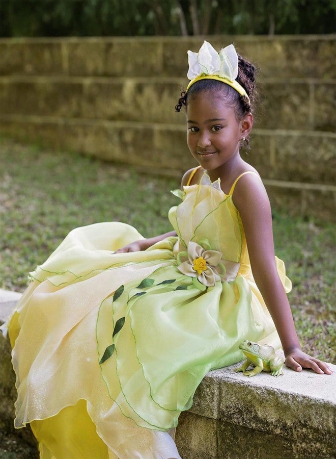 Axaxa Tiana Costume for Girls Tiana Dress with Headband Birthday Halloween Fancy Party Dress 10-11T - Image 4