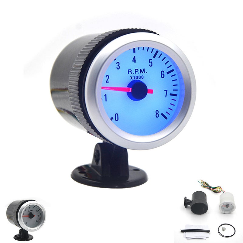 Digital Tachometer Gauge: 52mm LED Display - Premium ABS Material Adjustable Bracket for 12V 1-8 Cylinder Engine Vehicles - Image 1