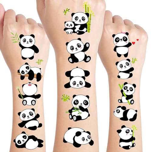Cleverplay 120 PCS (24 Sheets) Panda Temporary Tattoos, Birthday Decorations Panda Party Favors - Image 1