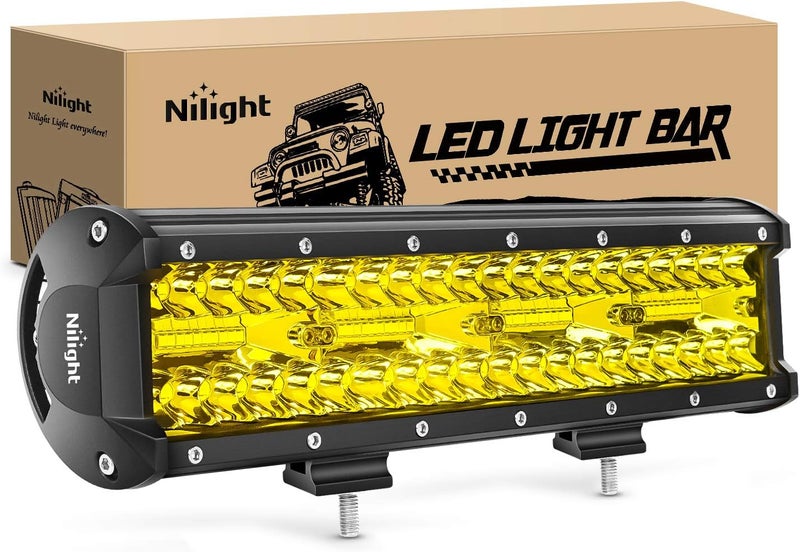 Nilight - 18033C-A 12 Inch 240W Amber Lights Triple Row Spot & Flood Combo 30000LM Bar Driving Boat Led Off Road Lights for Trucks, 2 Years Warranty - Image 1