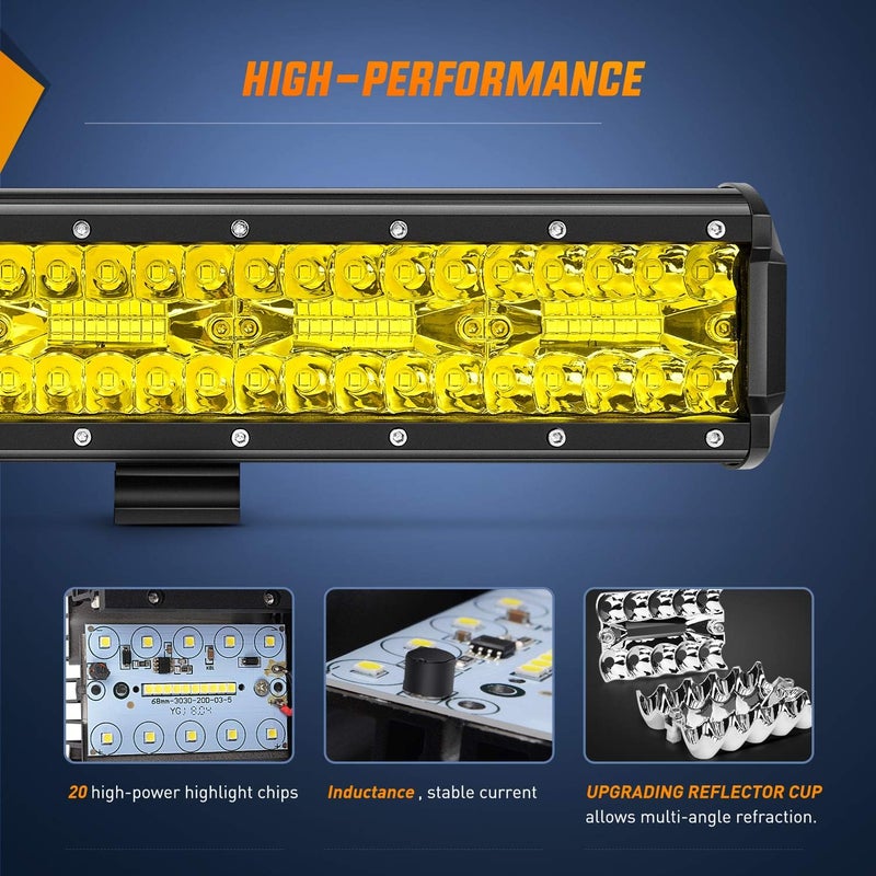 Nilight - 18033C-A 12 Inch 240W Amber Lights Triple Row Spot & Flood Combo 30000LM Bar Driving Boat Led Off Road Lights for Trucks, 2 Years Warranty - Image 3