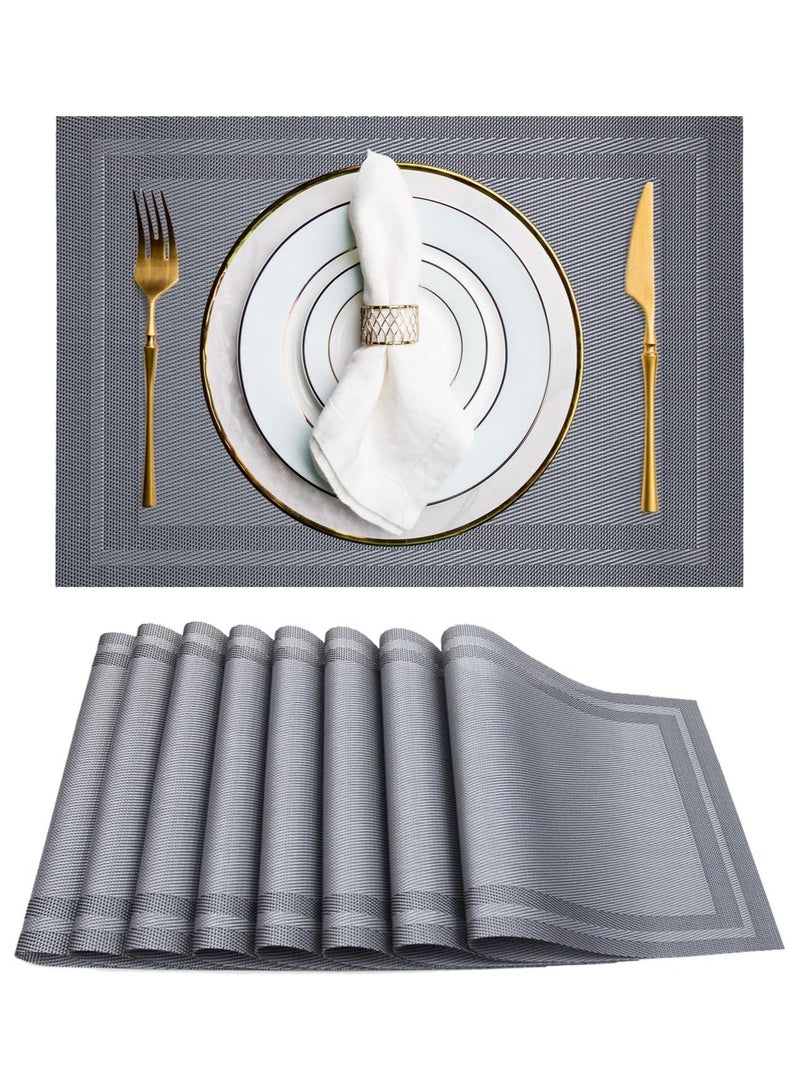 general Set of 8 Placemats Non-Slip Crossweave Woven Vinyl Insulation Place Mat Washable Table Mats For Restaurants Party Decoration 30x45CM - Image 1