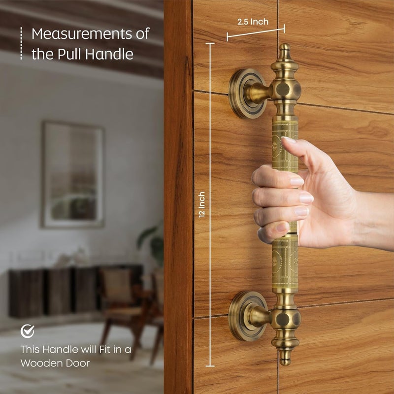 LAPO LAPO 12 Inch Full Brass Main Door Handle Door Handles for Main Door Pull Handles for All The Doors of House Office HotelsPack of 1 Antique Finish 3 Years Warranty S 08  - Image 4