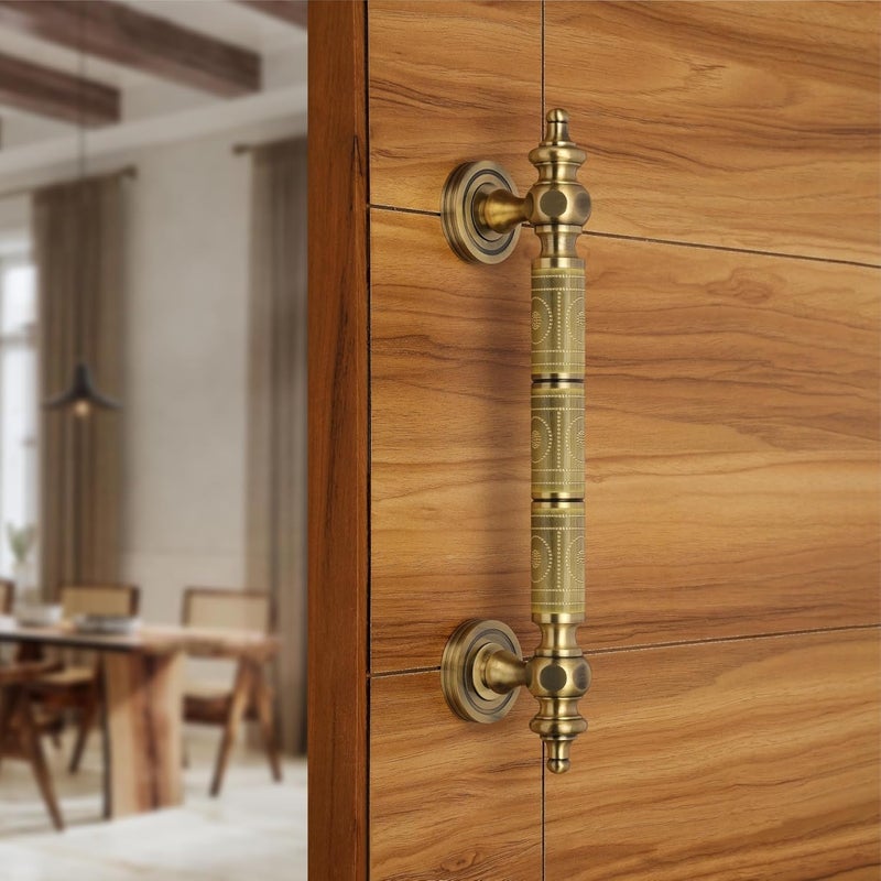 LAPO LAPO 12 Inch Full Brass Main Door Handle Door Handles for Main Door Pull Handles for All The Doors of House Office HotelsPack of 1 Antique Finish 3 Years Warranty S 08  - Image 1
