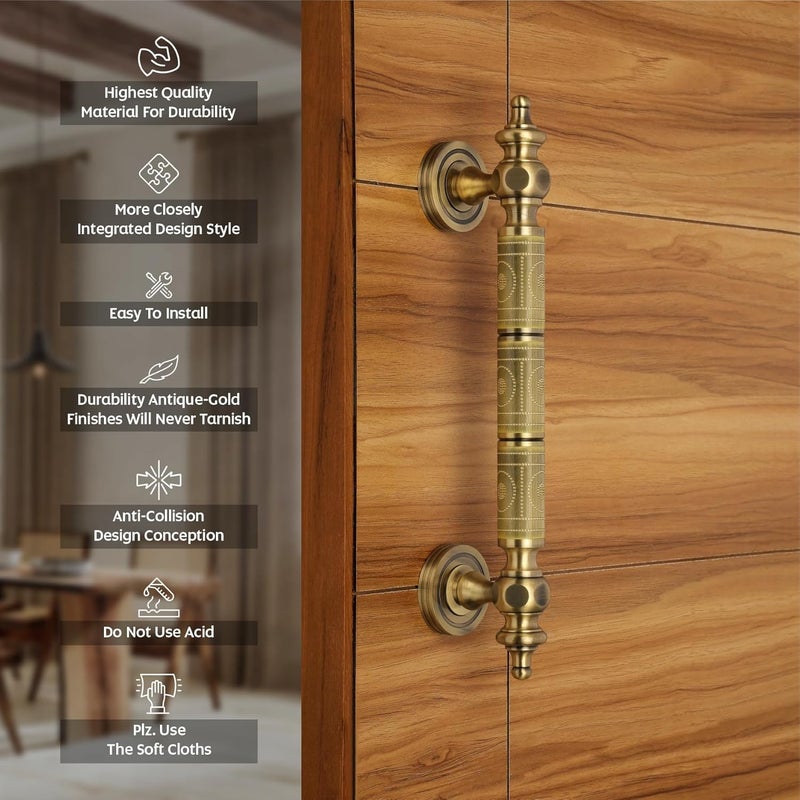 LAPO LAPO 12 Inch Full Brass Main Door Handle Door Handles for Main Door Pull Handles for All The Doors of House Office HotelsPack of 1 Antique Finish 3 Years Warranty S 08  - Image 3